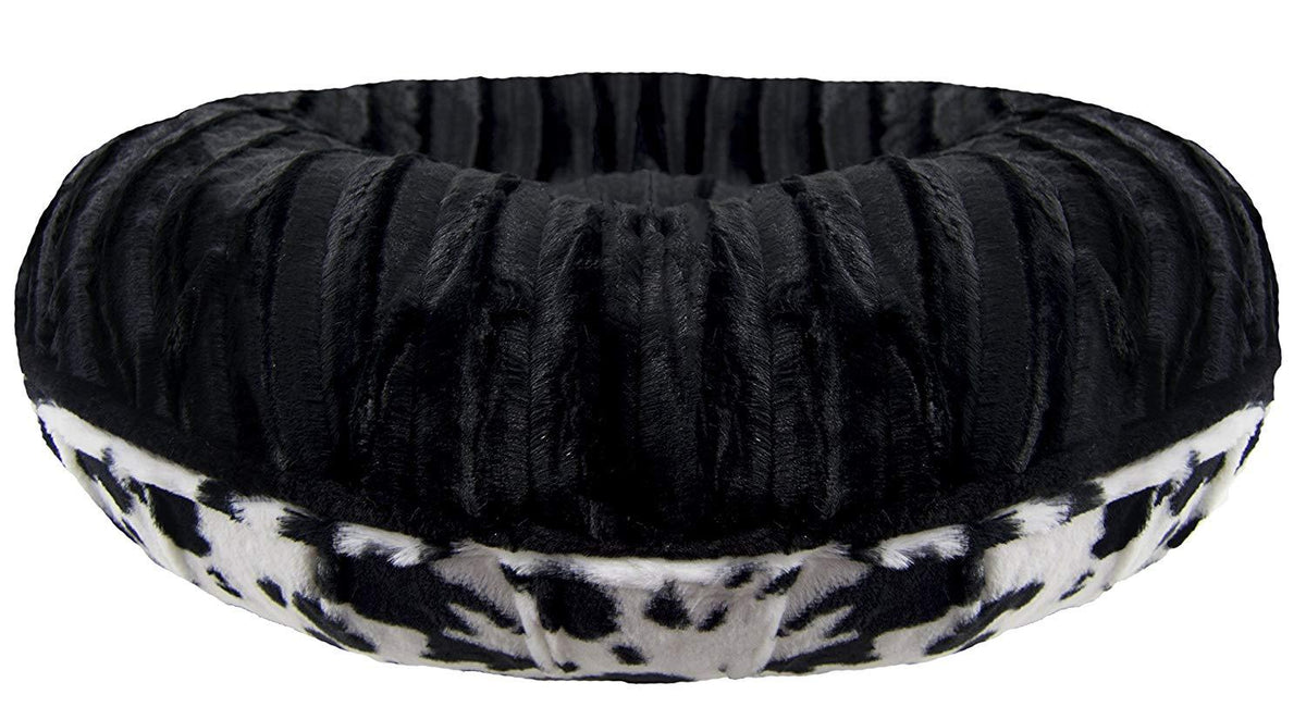 Bessie and Barnie Signature Black Puma/ Spotted Pony Extra Plush  Fur Bagel Pet / Dog Bed (Multiple Sizes)