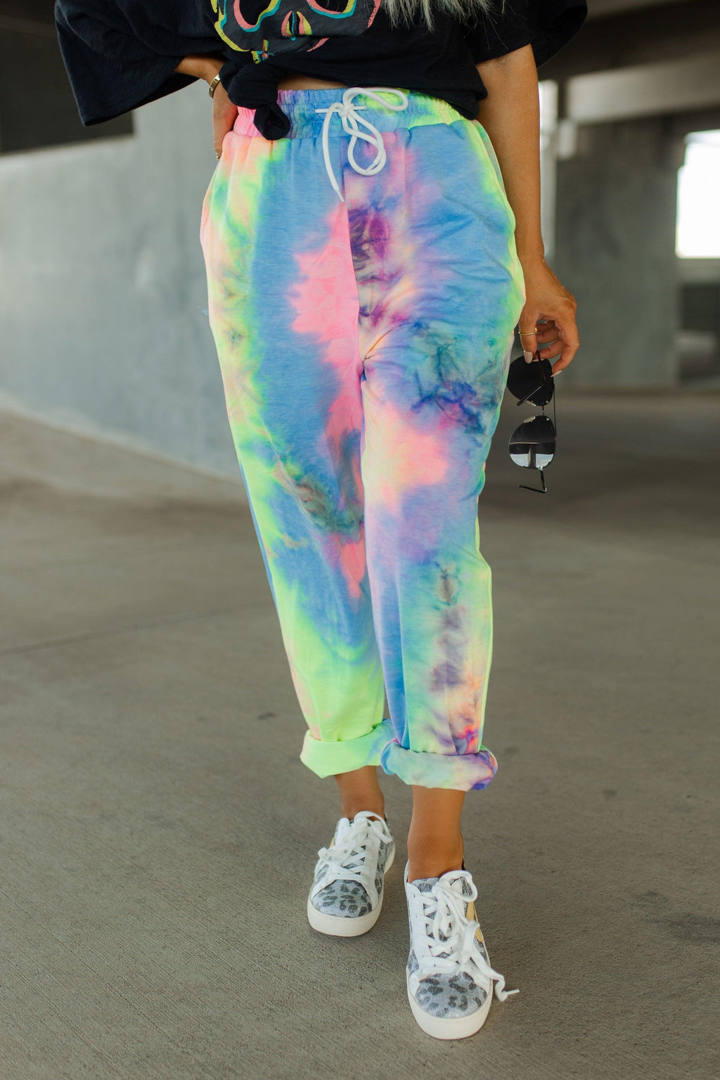 neon tie dye joggers