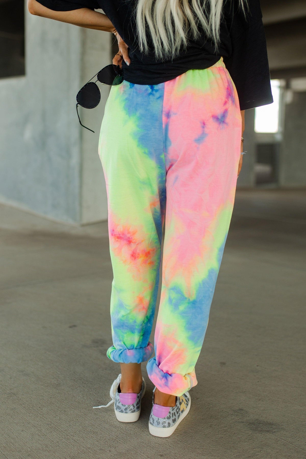 neon tie dye joggers