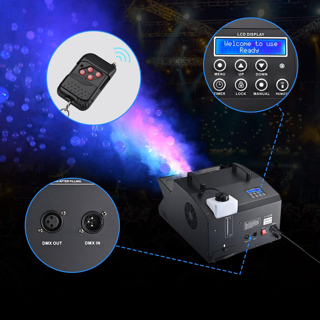 3in1 Bubble Machine, Fog Machine, Multiple StaEffect Light,Remote Controller