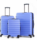 Luggage, 3 Piece Set Suitcase with Spinner wheels, TSA LockHardshell, Lightweight (Very Peri)
