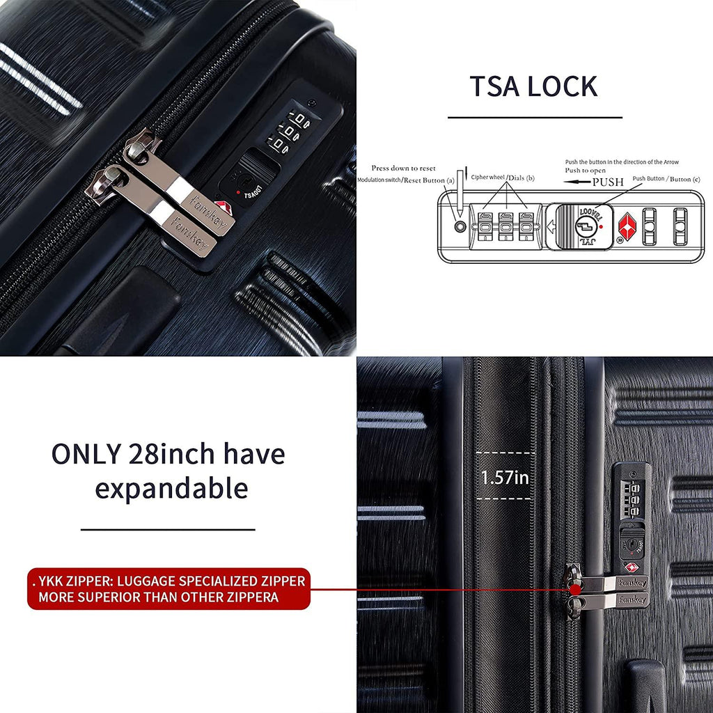 Luggage, 3 Piece Set Suitcase with Spinner wheels, TSA LockHardshell, Lightweight (Very Peri)