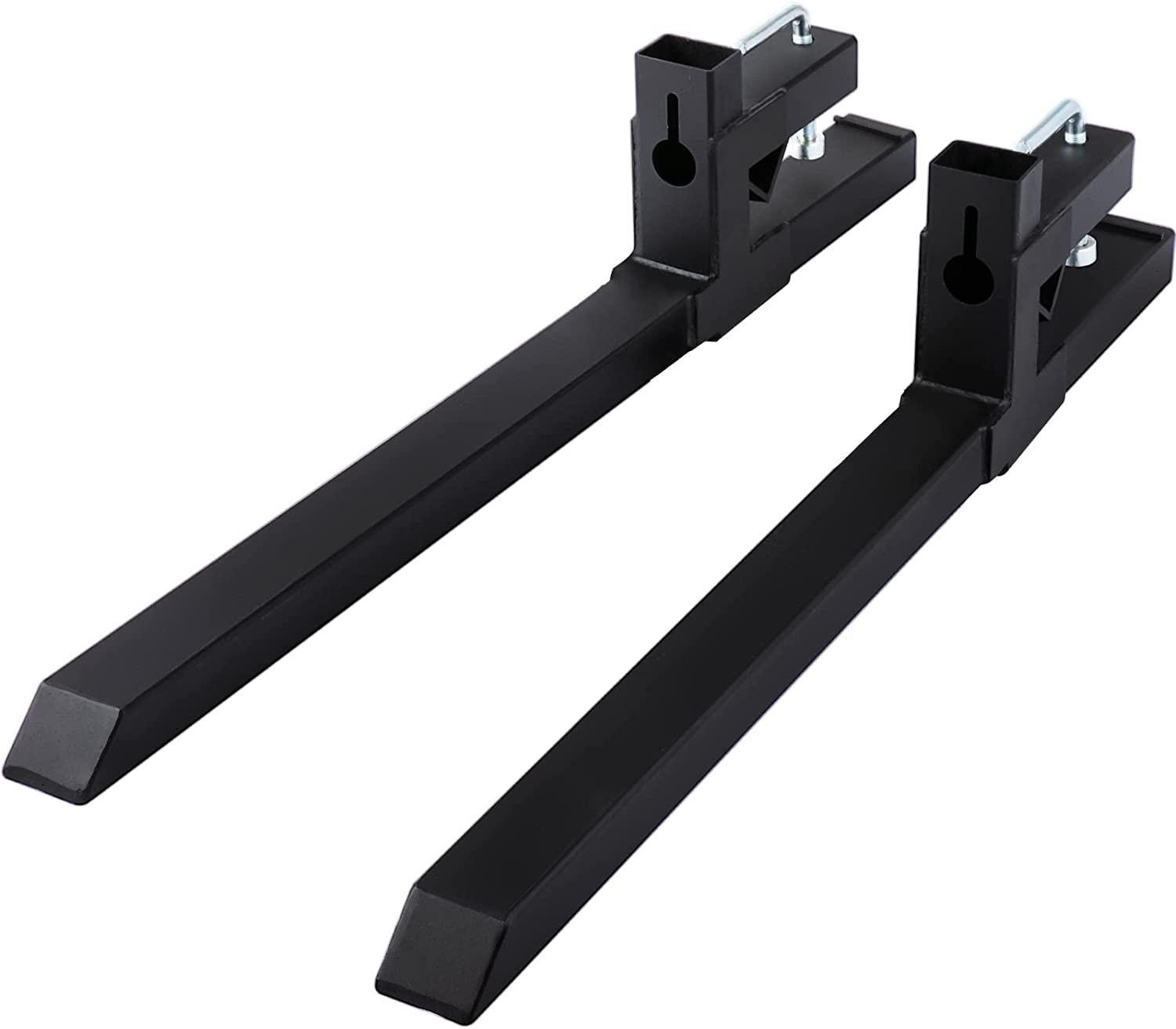 mophorn pallet forks 33.5" 2000 lbs max, clamp on tractor bucket forks 46.9" total length, heavy duty front loader forks, fork attachment for skid steer,loader bucket