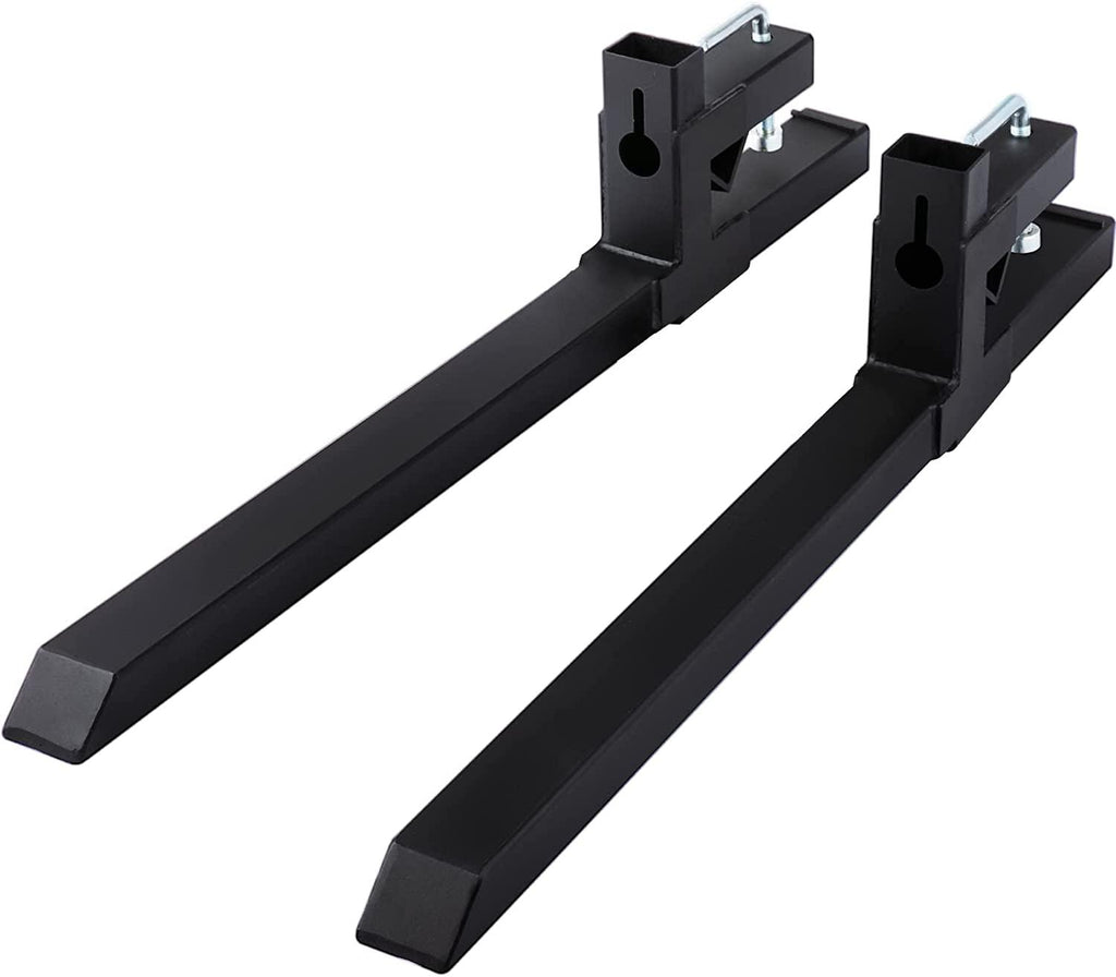mophorn pallet forks 30" 1500 lbs max, clamp on tractor bucket forks 43" total length, heavy duty front loader forks, fork attachment for skid steer,loader bucket