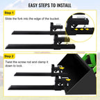 mophorn pallet forks 42.9" 4000 lbs max, clamp on tractor bucket forks 58.7" total length, heavy duty front loader forks, fork attachment for skid steer,loader bucket