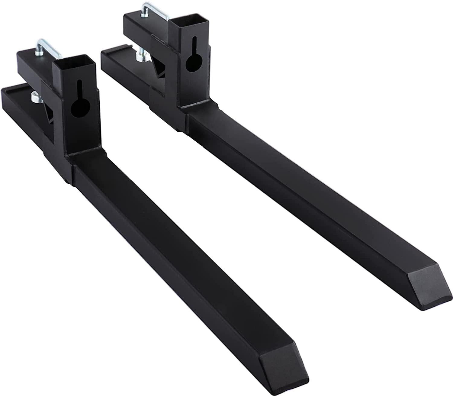 mophorn pallet forks 30" 1500 lbs max, clamp on tractor bucket forks 43" total length, heavy duty front loader forks, fork attachment for skid steer,loader bucket