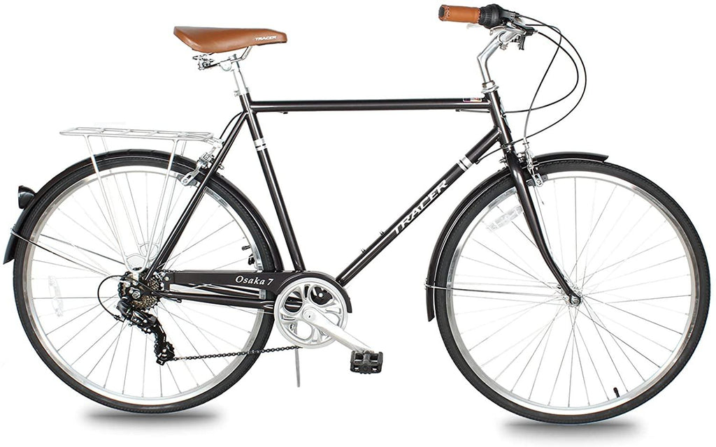 Tracer Osaka Hybrid Bikes for Men,Steel Frame, Nexus Inter 3/7 Speed,15-18 Inch,700c Wheels,Brown Seat Brown Grips, Road Bike,City Bike,Mens Bike,Multiple Colors