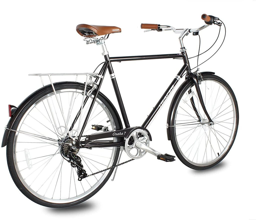 Tracer Osaka Hybrid Bikes for Men,Steel Frame, Nexus Inter 3/7 Speed,15-18 Inch,700c Wheels,Brown Seat Brown Grips, Road Bike,City Bike,Mens Bike,Multiple Colors
