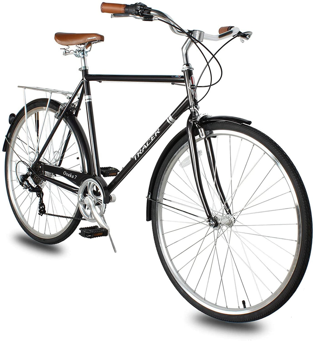 Tracer Osaka Hybrid Bikes for Men,Steel Frame, Nexus Inter 3/7 Speed,15-18 Inch,700c Wheels,Brown Seat Brown Grips, Road Bike,City Bike,Mens Bike,Multiple Colors