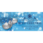 7 ft. x 16 ft. Silver Christmas Ornaments on Blue Christmas Garage Door Decor Mural for Double Car Garage