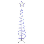 7? Blue Spiral Rope Light Tree with Star Tree Topper Christmas Yard Decor