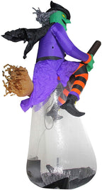 Northlight 11' Pre-Lit Purple and Black LED Inflatable Flying Witch Halloween Outdoor Decor