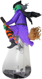 Northlight 11' Pre-Lit Purple and Black LED Inflatable Flying Witch Halloween Outdoor Decor