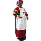 58 in. Christmas African American Dancing Mrs. Claus with Apron and Gift Sack