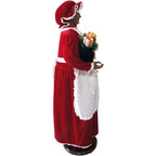 58 in. Christmas African American Dancing Mrs. Claus with Apron and Gift Sack