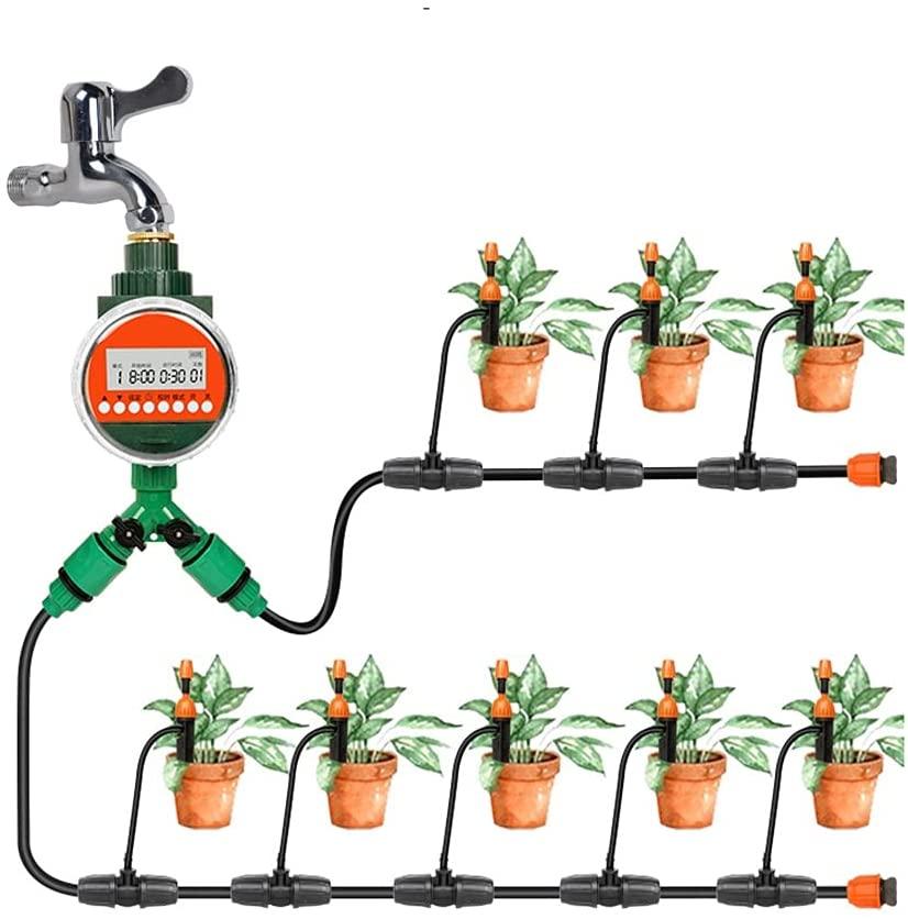 BBGS Drip Irrigation System with Timer, Garden Watering Kits, Adjustable Nozzle Mist Cooling Outdoors Balcony Patio Lawn Automatic Micro Irrigation Kit (Color : Style 3)