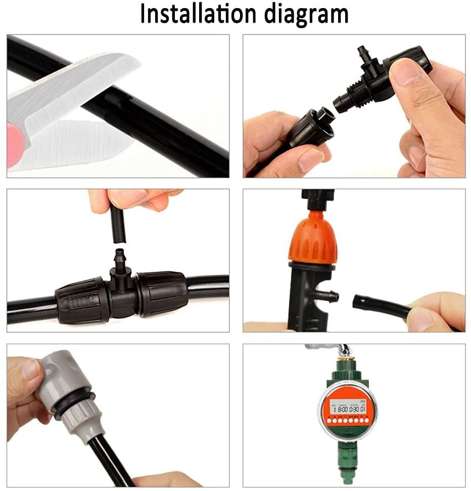 BBGS Drip Irrigation System with Timer, Garden Watering Kits, Adjustable Nozzle Mist Cooling Outdoors Balcony Patio Lawn Automatic Micro Irrigation Kit (Color : Style 3)