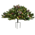 33" Pre-Lit Frosted LED Berry Urn Filler, Warm White Lights