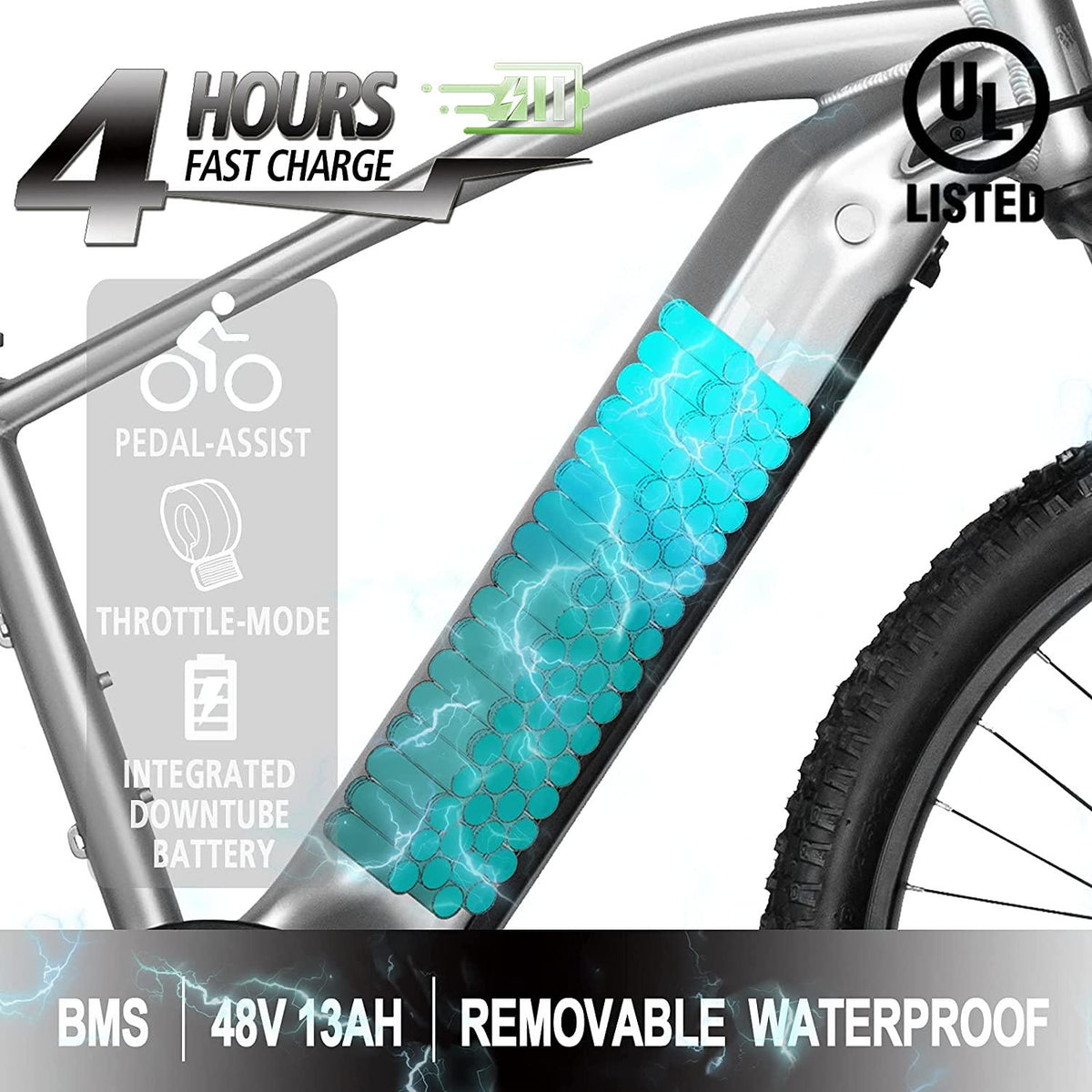 VELOWAVE Electric Bikes for Adults 500W 25MPH,27.5" Electric Mountain Bike with 48V 13Ah Removable IP65 Battery,Adults Ebike with  7-Speed and Adjustable Suspension Fork