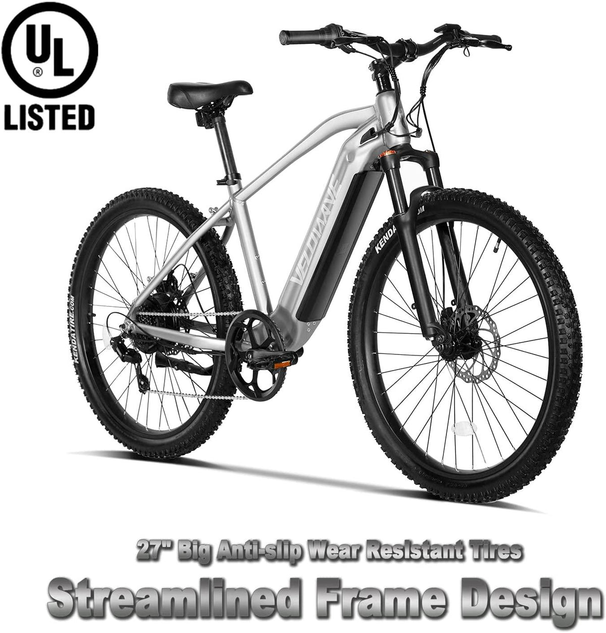 VELOWAVE Electric Bikes for Adults 500W 25MPH,27.5" Electric Mountain Bike with 48V 13Ah Removable IP65 Battery,Adults Ebike with  7-Speed and Adjustable Suspension Fork