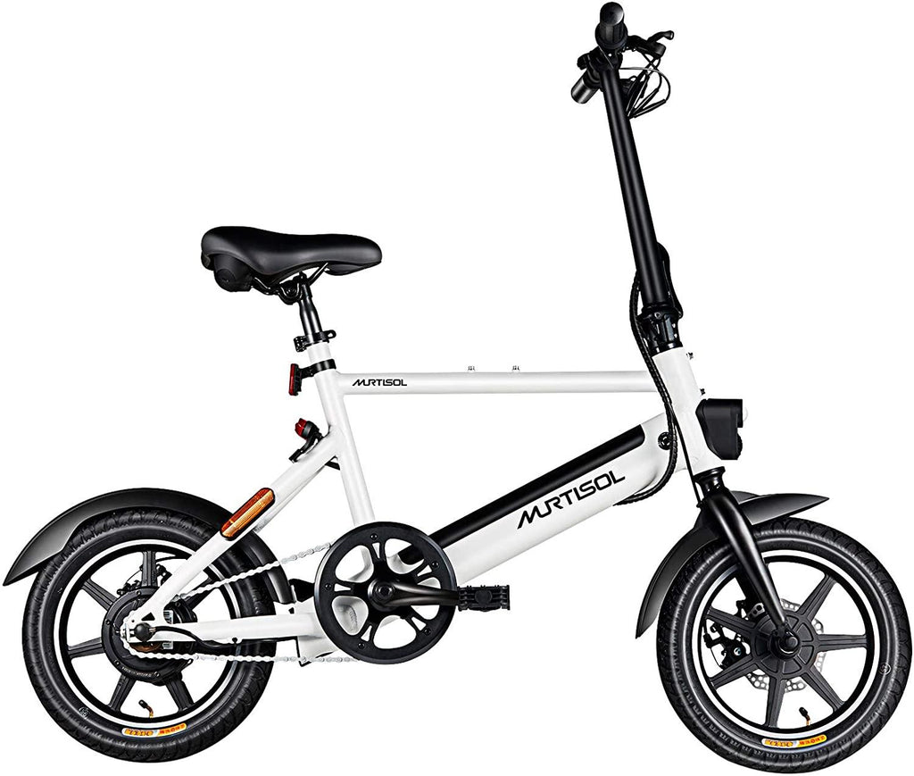 Murtisol 14 In. Folding Aluminum Bike 3 Speed Shift Foldable Handle Lightweight Electric Commuter Removable Large-capacity hidden lithium Battery Pedal Assist Power