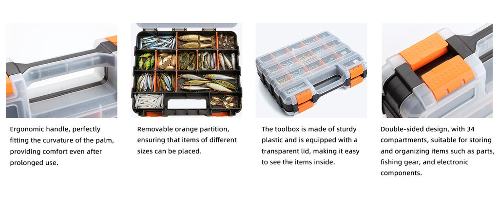 2 Pack Double Side Small Parts Organizer for Hardware Screws Nuts | Sturdy Tool Box with Dual-side Divided Compartments,Ideal for Sg Beads and Small Workshop Hardware Supplies