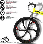 Suncrown Folding Mountain Bike 6 Spoke 21-Speed 26 In. Wheel Double Disc Brake Full Suspension Anti-Slip MTB, Fluorescent Green