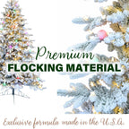 Fraser Hill Farm 6.5-ft. Snowy Christmas Half Tree with Flock, Warm White LED, and Frosted G40 Multicolored Lighting