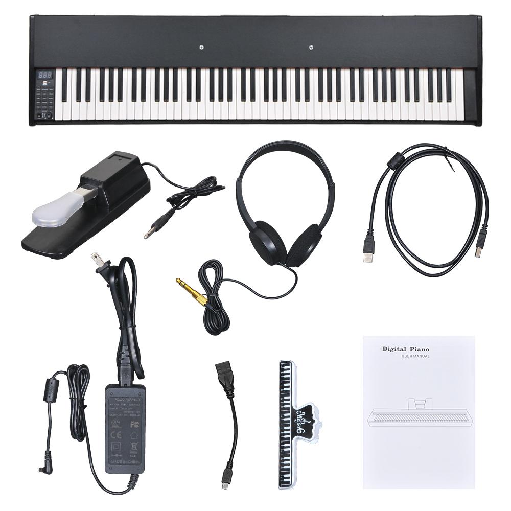 Ansley&amp;HosHo Weighted Hammer Digital Piano Standard Keyboard Piano for Beginner/Adults with Stand+Adapter+Sustain Pedal Board 88 Key Black