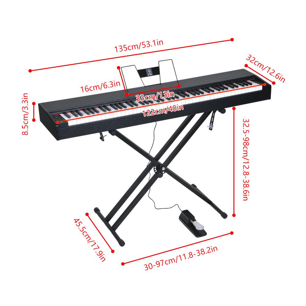 Ansley&amp;HosHo Weighted Hammer Digital Piano Standard Keyboard Piano for Beginner/Adults with Stand+Adapter+Sustain Pedal Board 88 Key Black