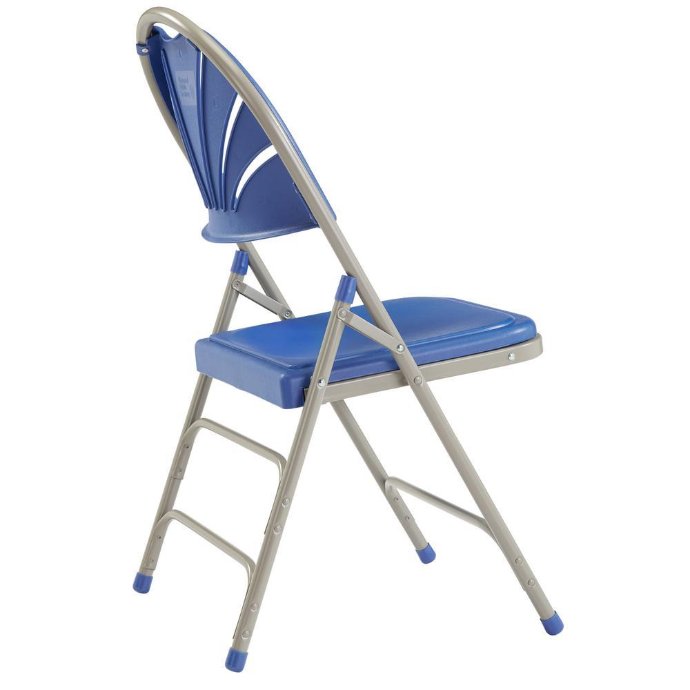 Blue Plastic Seat with Fan Back Stackable Outdoor Safe Folding Chair (Set of 4)