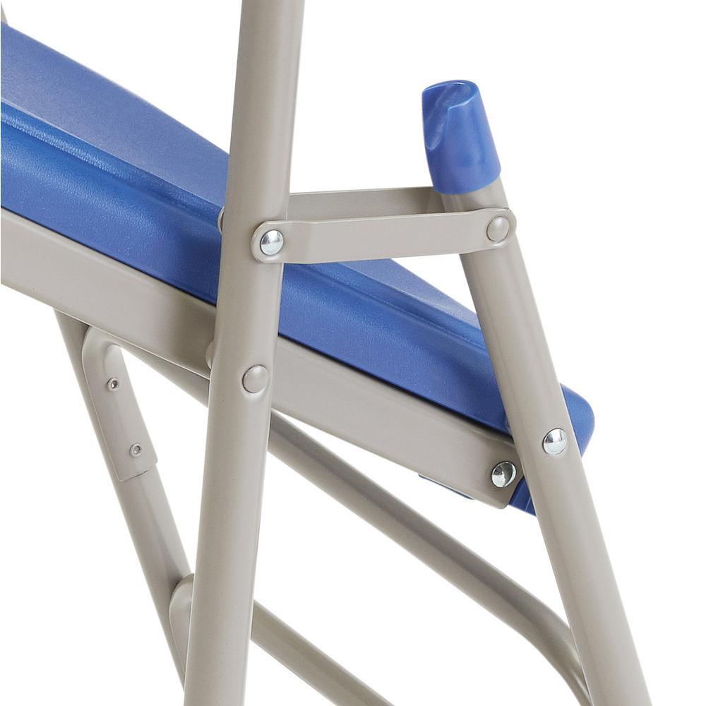 Blue Plastic Seat with Fan Back Stackable Outdoor Safe Folding Chair (Set of 4)