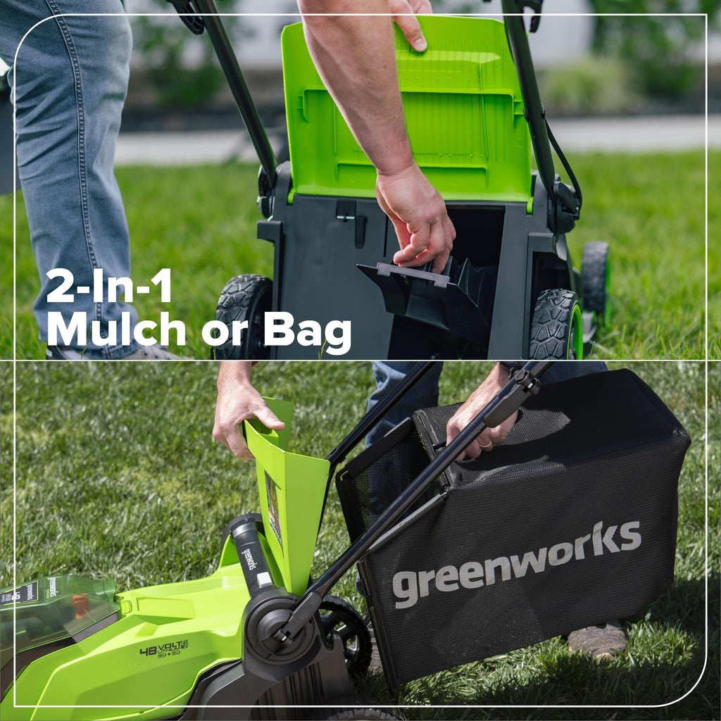 48V (24V x 2) 17" Cordless (Push) Lawn Mower (200+ Compatible Tools), (2) 4.0Ah Batteries and Dual Port Rapid Charger Included