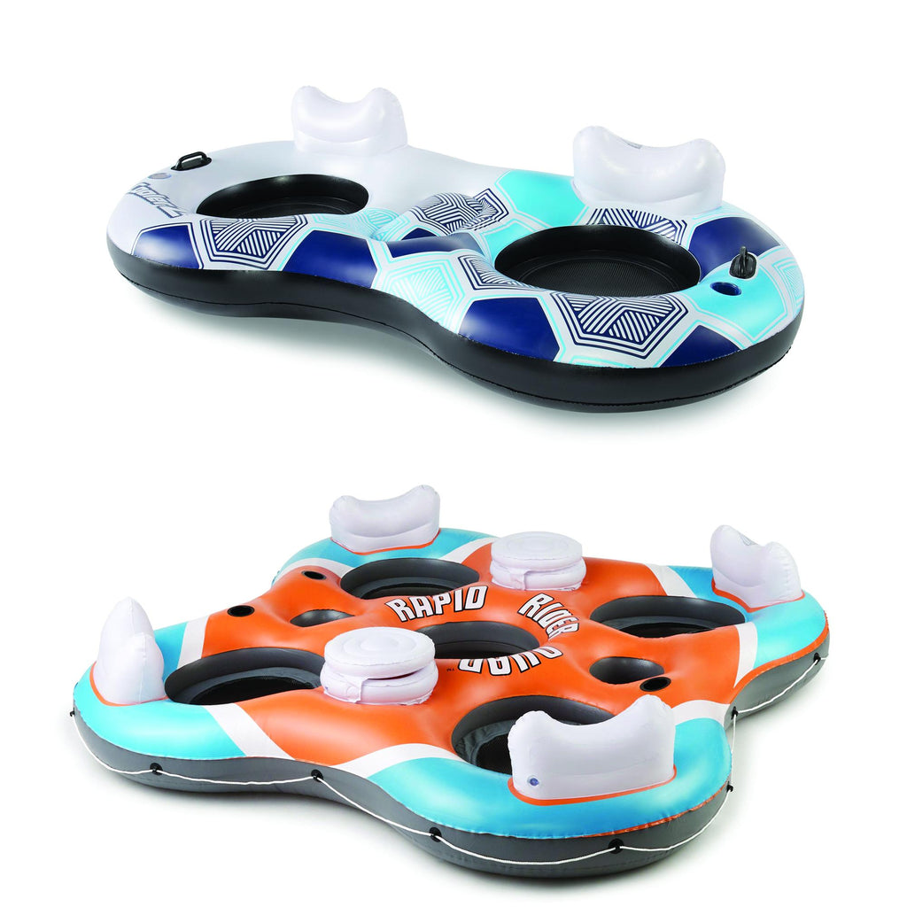 Rapid Rider Round 2 Person Tube Float and 4 Person Floating Island Raft
