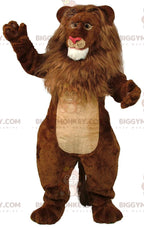 BIGGYMONKEYmascot costume of brown and beige lion, giant, furry feline costume