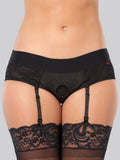 Lovehoney Unisex Crotchless Open-Back Lace Harness Briefs, Black