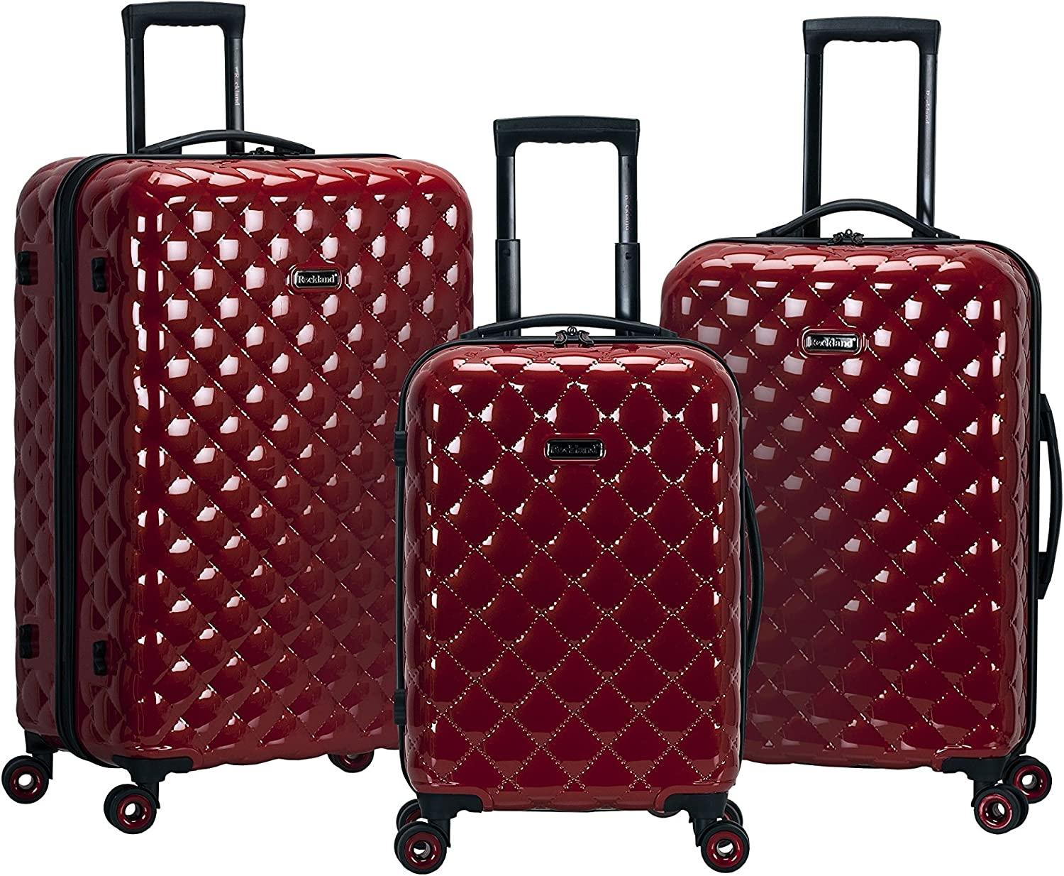 Quilt Hardside Expandable Spinner Wheel Luggage Set, Red, 3-Piece (20/24/28)