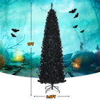 Costway 7ft Pre-lit PVC Christmas Halloween Pencil Tree Black w/ 350 LED Lights