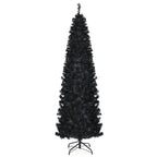 Costway 7ft Pre-lit PVC Christmas Halloween Pencil Tree Black w/ 350 LED Lights