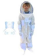 mama bee's homestead supply child's ventilated bee suit &amp; gloves - full body protection, mesh hood, kids bee suit - protective, breathable beekeeper outfit, keeps kids cool - 6 pockets,