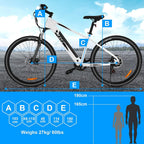 ANCHEER 27.5" Aluminum 700C Electric Bike, 350w Adults Electric Commuting Bicycle with Removable 10.4 Ah Battery, 7-Speed Professional Derailleur City E-bike
