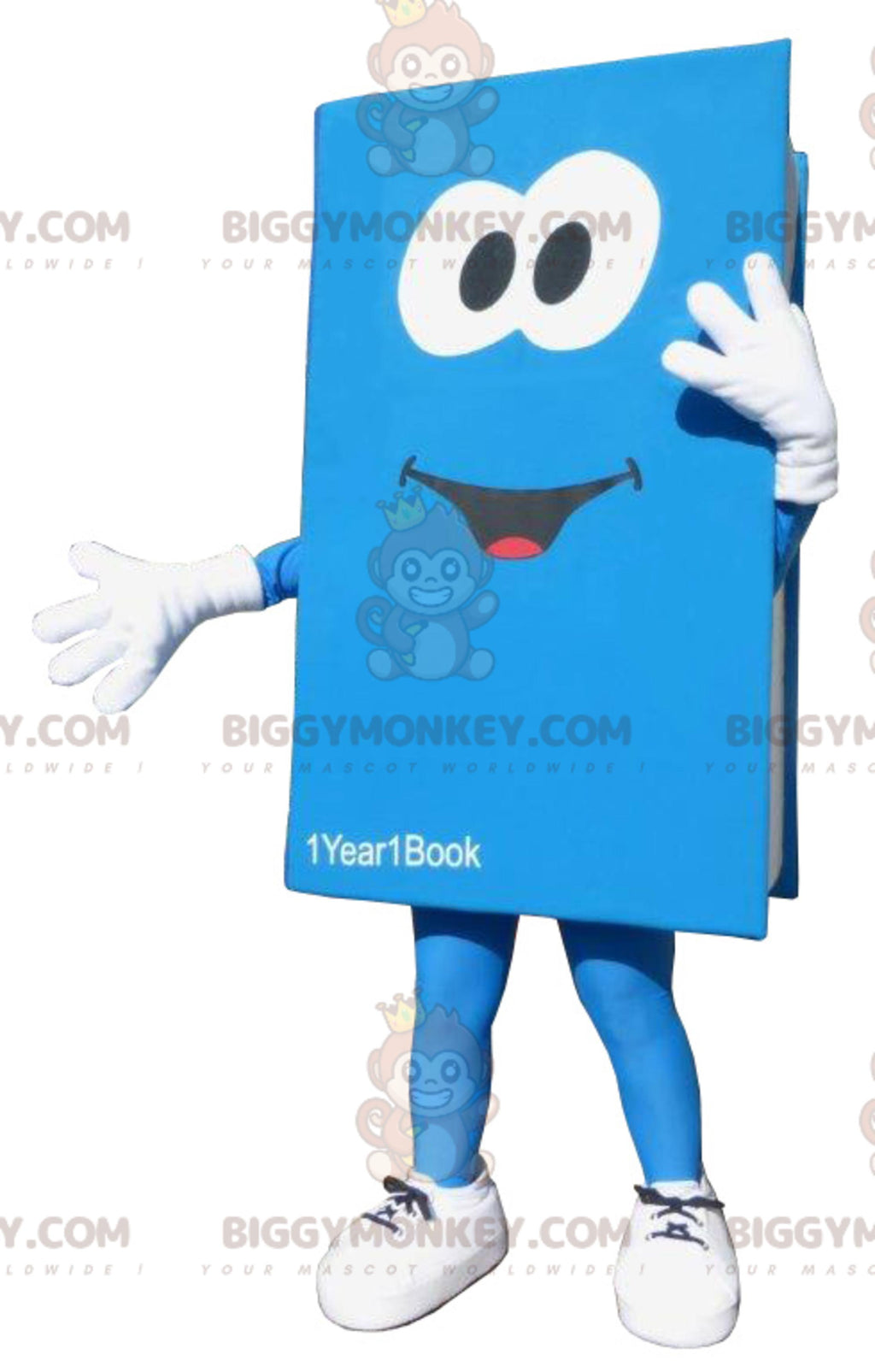 Giant blue and white BIGGYMONKEYmascot costume. costume