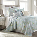 Levtex Home - Brookwood Quilt Set - Twin Quilt (68x86in.) + One Standard Pillow Sham (26x20in.) - Floral - Teal Blue, Green, Red and White - Reversible - Cotton Fabric