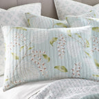 Levtex Home - Brookwood Quilt Set - Twin Quilt (68x86in.) + One Standard Pillow Sham (26x20in.) - Floral - Teal Blue, Green, Red and White - Reversible - Cotton Fabric