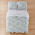 Levtex Home - Brookwood Quilt Set - Twin Quilt (68x86in.) + One Standard Pillow Sham (26x20in.) - Floral - Teal Blue, Green, Red and White - Reversible - Cotton Fabric