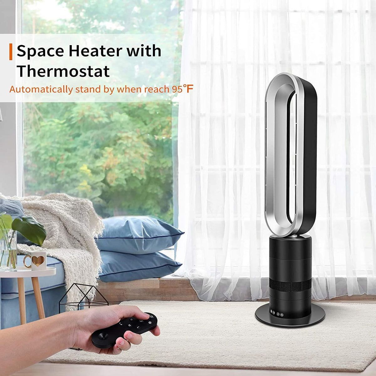 UbesGoo 32 inch Space Heater Bladeless Tower Fan, Heater