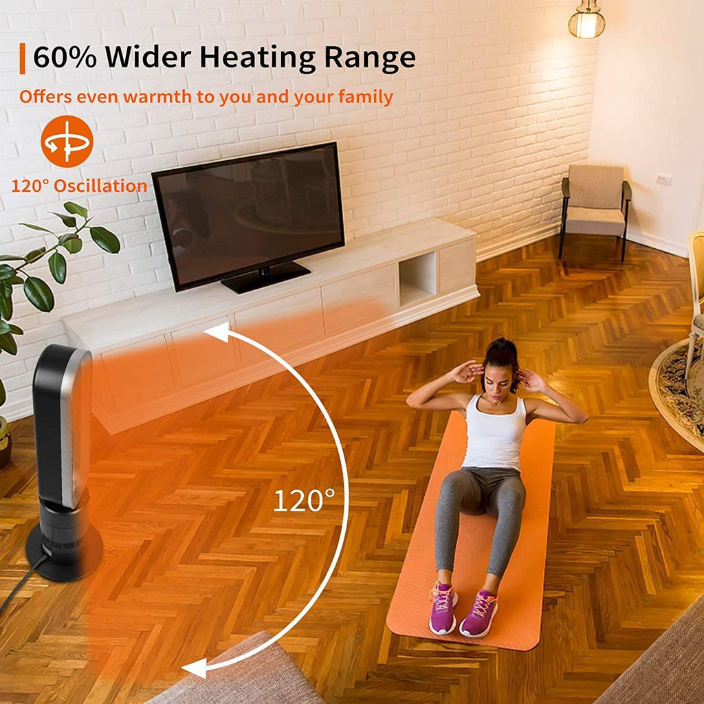 BaytoCare Simple Deluxe 32-inch Space Heater Bladeless Tower Fan, Heater &amp; Fan Combo,  Grey