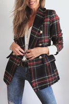 Double-Breasted Grid Lapel Suit