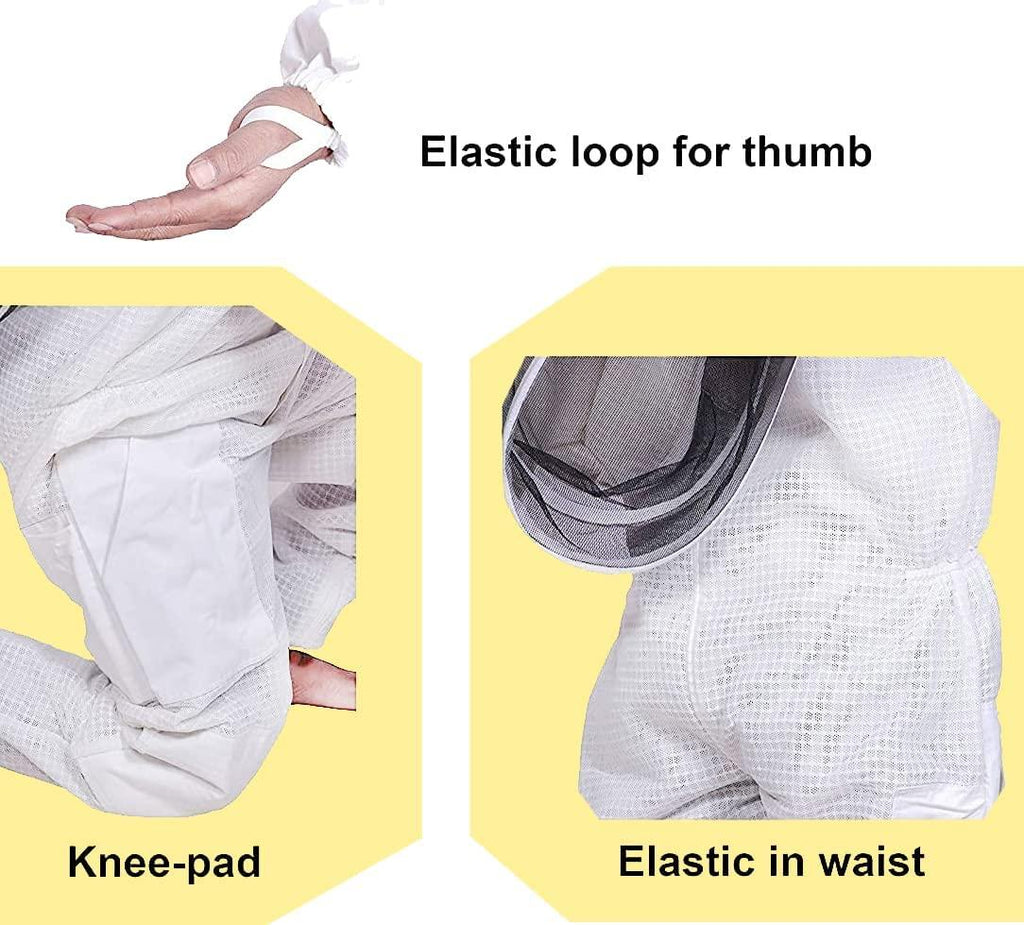 beeattire ventilated bee suit 3 layer mesh bee protection new light weight ultra breezebeekeeper full beekeeping costume with round hood (10xl)