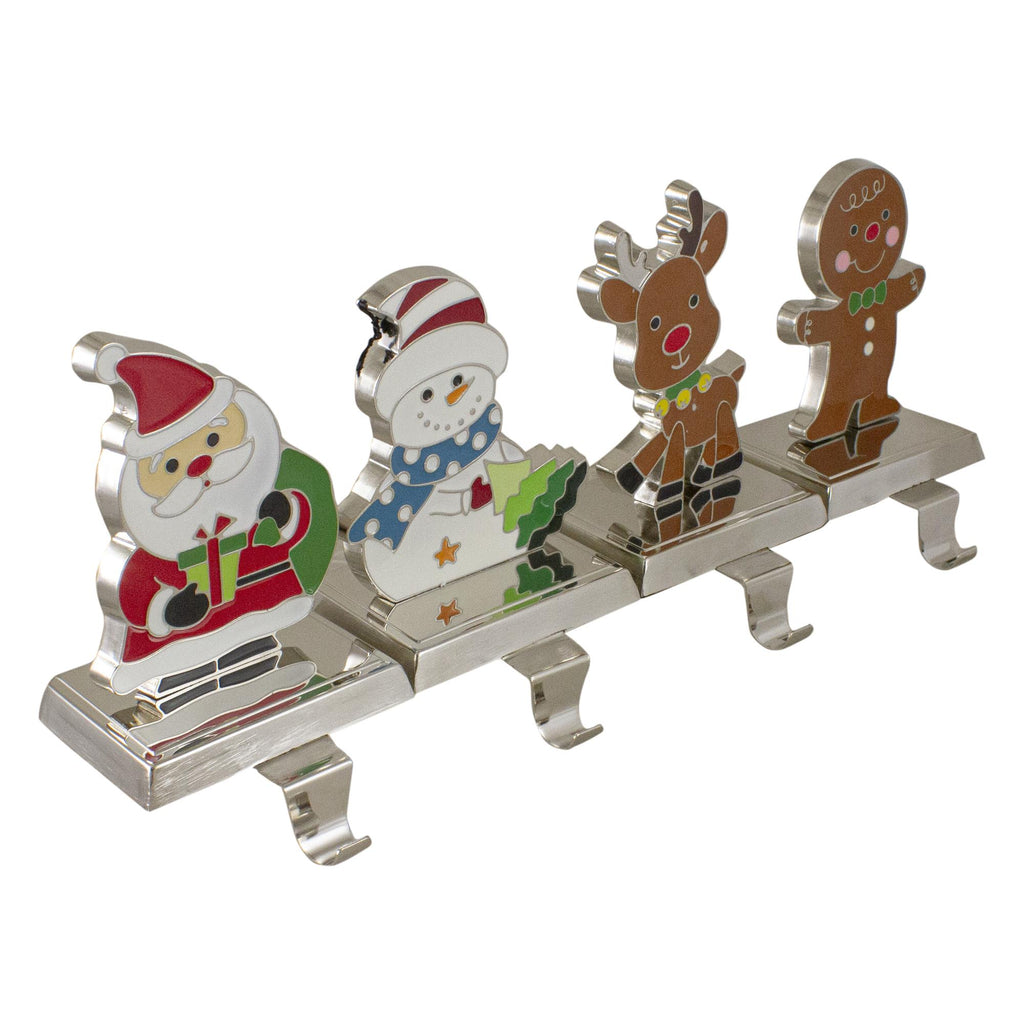 Set of 4 Christmas Figures Stocking Holders with Silver Base